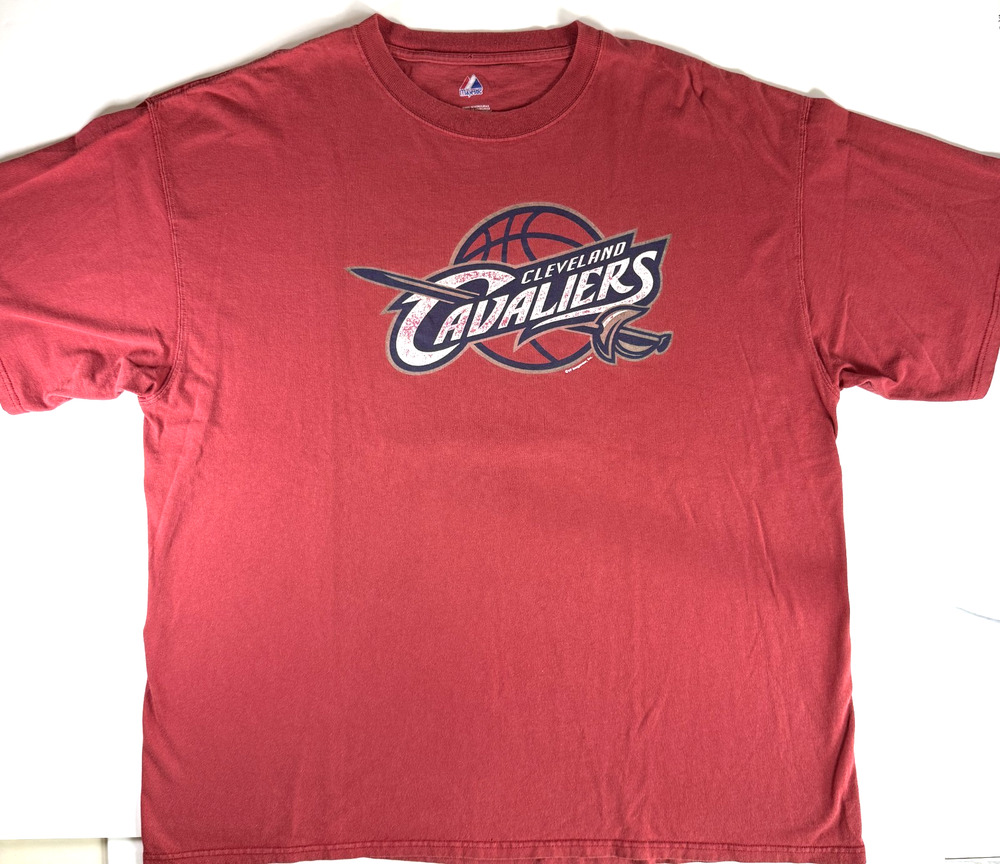 Majestic LeBron James #23 Cleveland Cavaliers T-Shirt Men's 2XL Red NBA Tee